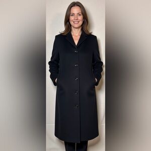 L.L. Bean Womens 14 Regular Overcoat Single Breasted Wool Cashmere Blend Black